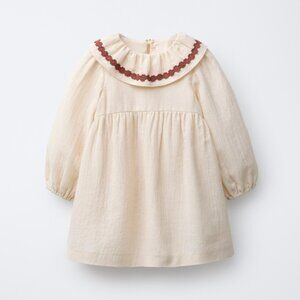 Zara "Embroidered Floral Texture Dress" Toddler 12-18 Months